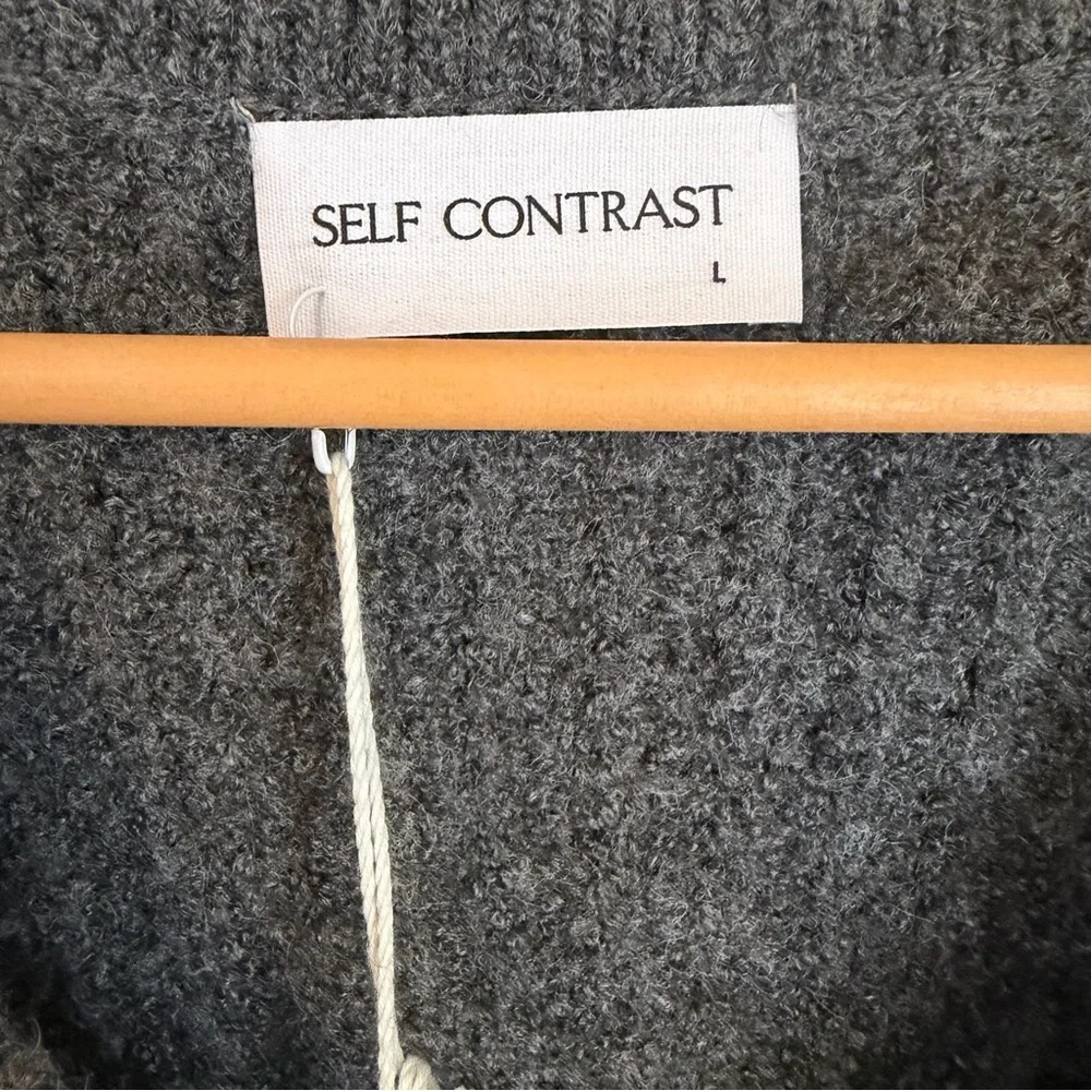 NWT, Self Contrast x Anthropologie Chunky Cozy Dark Gray Sweater, Size Large - Picture 2 of 7